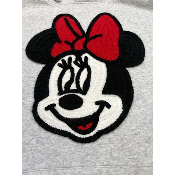 Disney Minnie Mouse Heather Gray Hooded Sweatshirt Embroidered Minnie Small - Picture 3 of 10